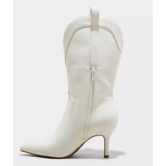 Women's White Western Heeled Boots – Stylish Cowgirl Chic Size 7.5 - Picture 1 of 9